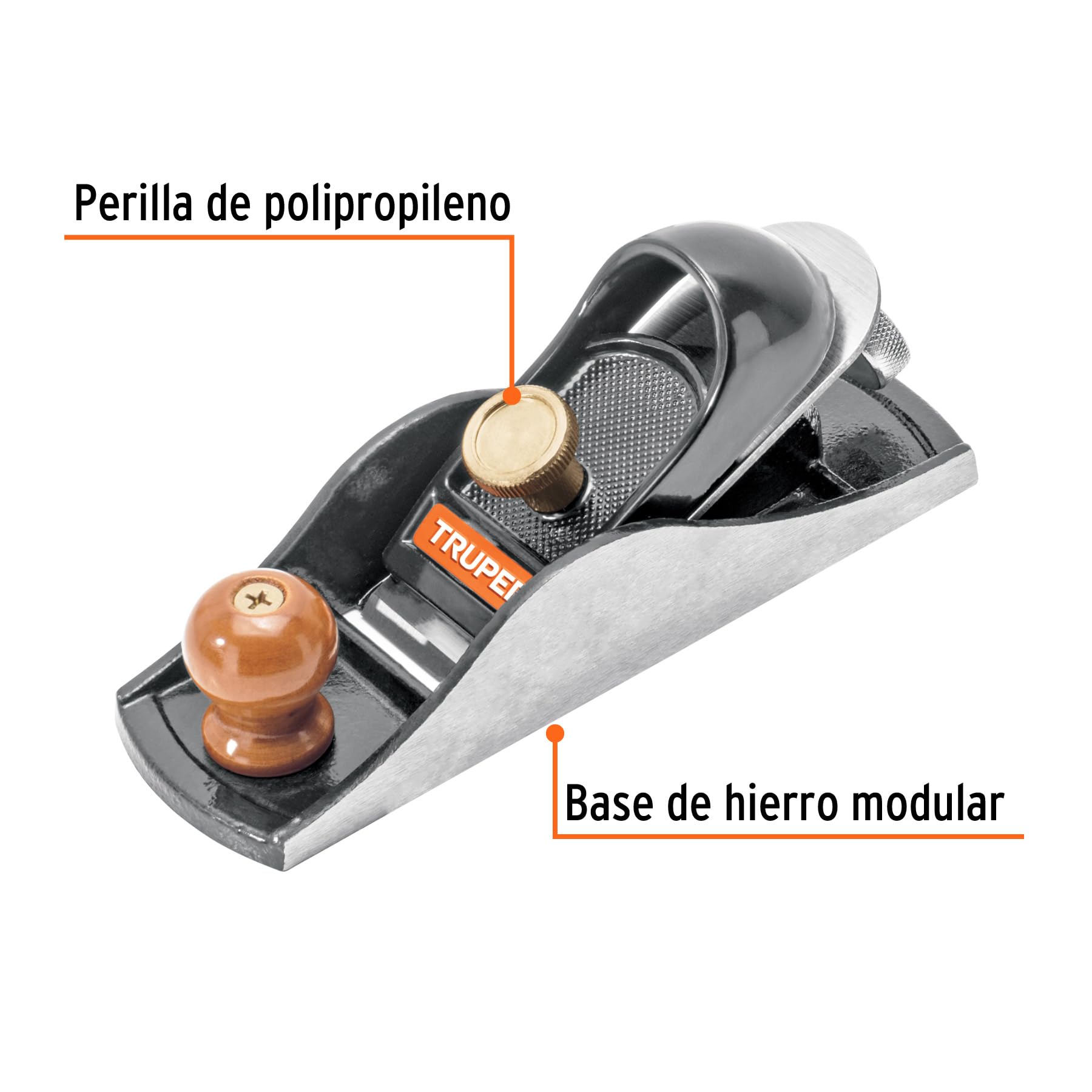 Truper CH-7, Cepillo tipo chancla para carpintero, base lisa