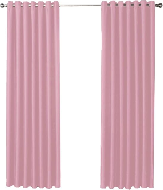 Olivia Rocco Blackout Eyelet Curtains Black Out Thermal Ring Top Curtain Pair Window Treatment Living Room Bedroom, 66" (Width) x 72" (Drop) Blush Pink