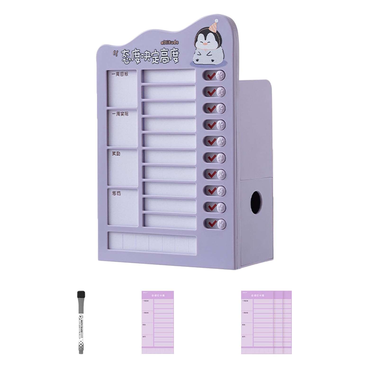Nucelit Pen Holder Desk Organizers Self-Discipline Punching Card Holder Stationery Organizers Planner Time Management Tool Self-discipline Punching Card Desk Pencil for Student