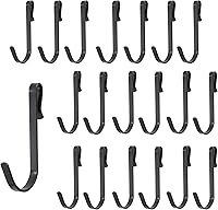 AUXBC 20 Pack J Shaped Stainless Steel Hooks - Rustproof Clip-On Hangers for Wire Racks, Kitchen Shelves, Sinks & Office Storage, Black