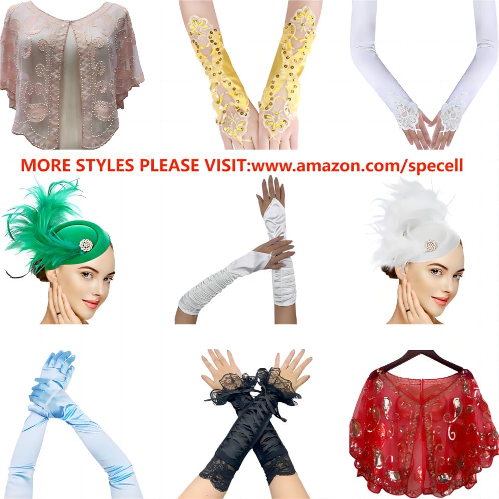 Miniatura 5 de Specell 1920s Shawls and Wraps for Evening Dresses,Wedding Shawl,Handmade Sequin Beaded Evening Shawl Bridal Wrap 22 colors