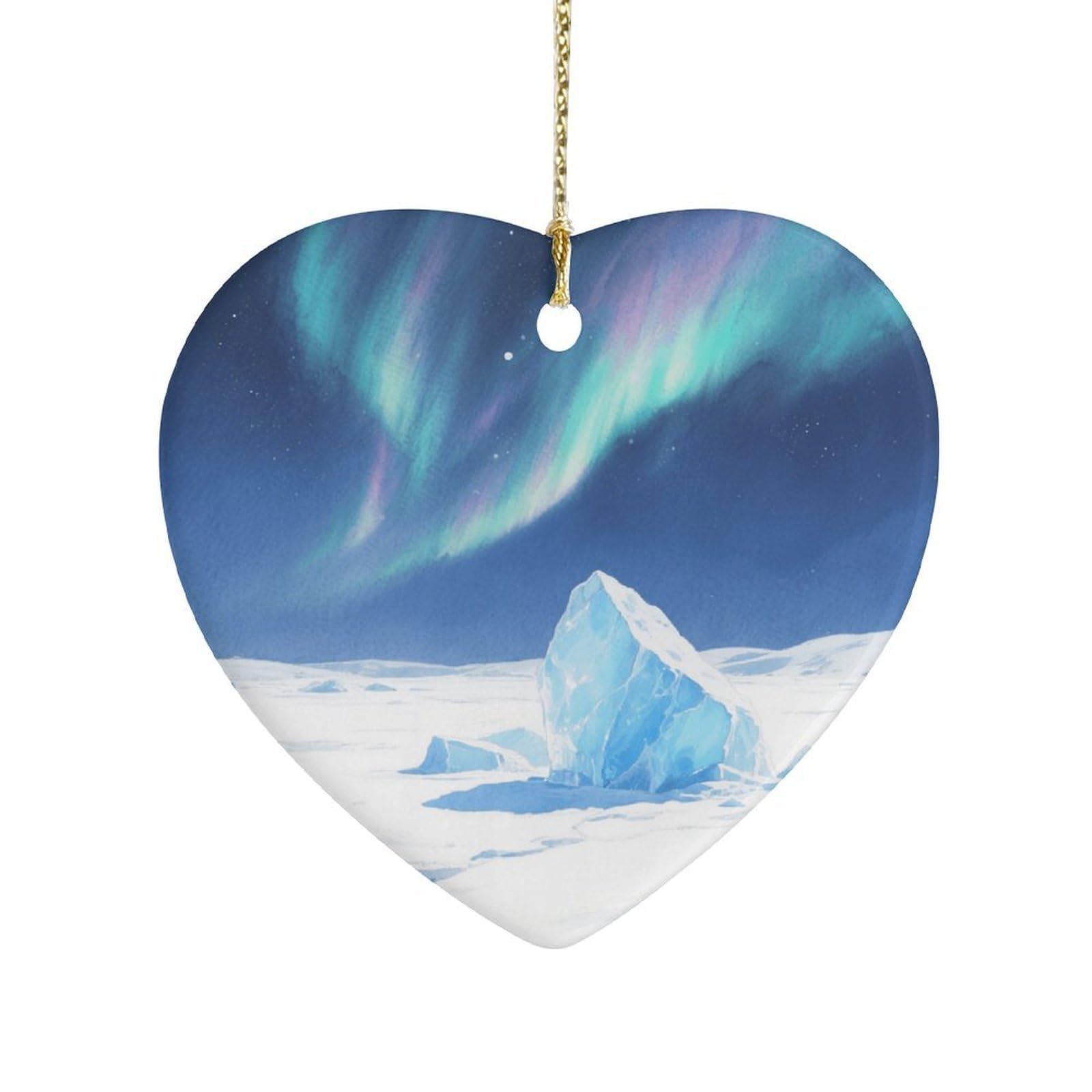 Fekiloot Style Ice Field And Aurora Ceramic Ornament Home Decor Keepsake