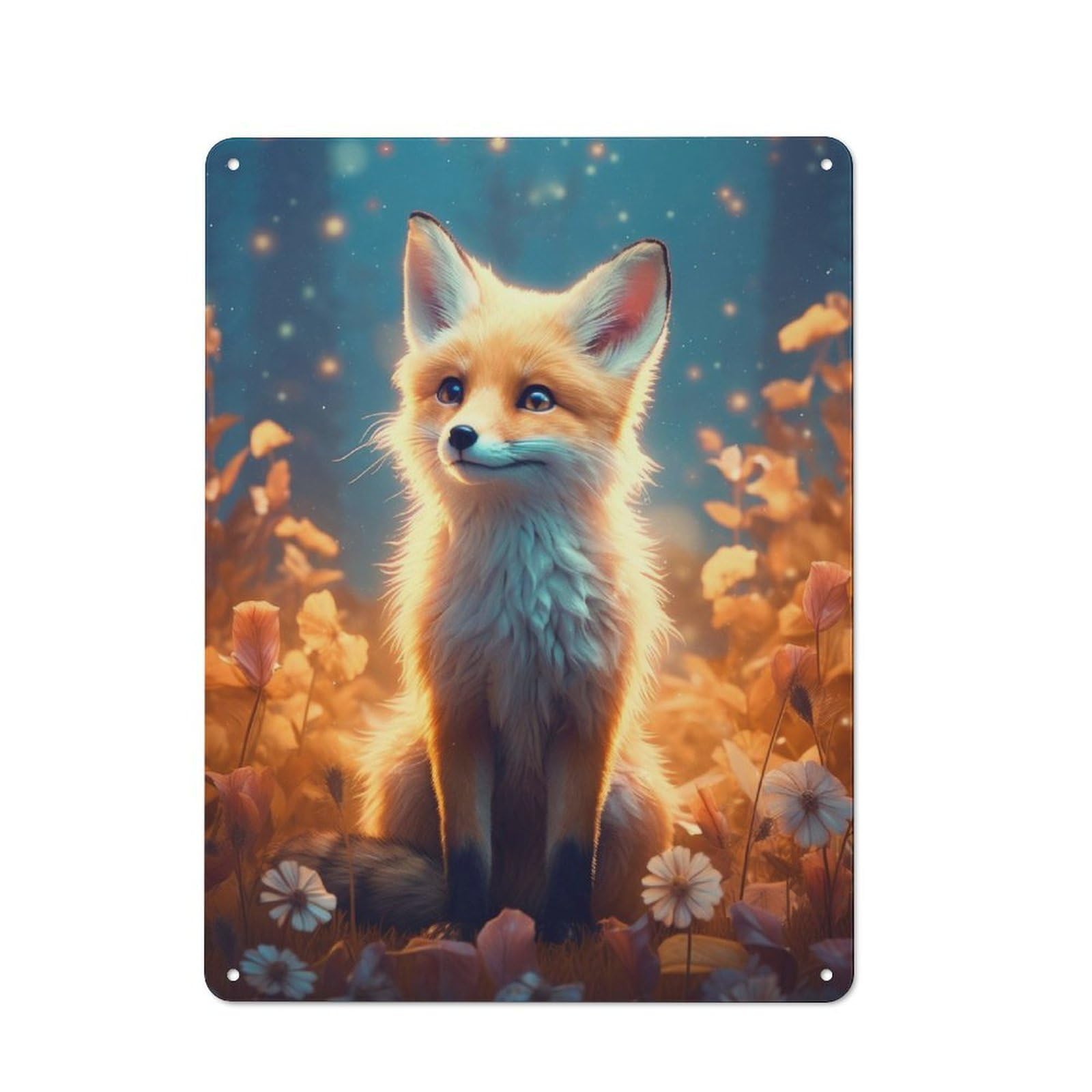 Junmoney Fox Adorable Metal Sign 40X30cm With For Workshop Wall, Retro Decor, For Garage, Workshop And Man Cave Decoration