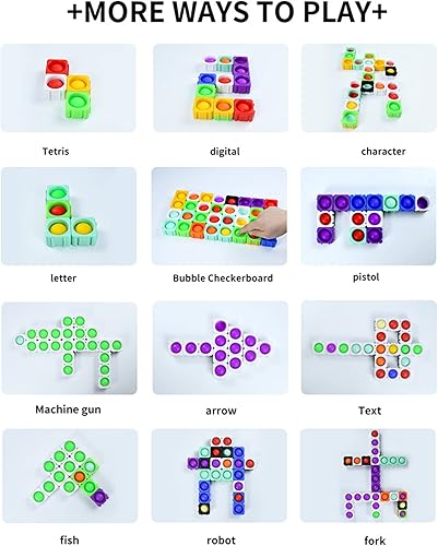 Miniatura 6 de Juguetes sensoriales gigantes de reventar burbujas para niños con burbujas para apretar, bloques de ansiedad, arcoíris, juguetes sensoriales de