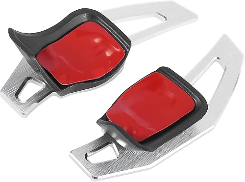 Motoforti Cubierta de extensión para palanca de cambios de volante, para Volkswagen Eos 2007-2016, aleación de aluminio, tono plateado, 2 piezas