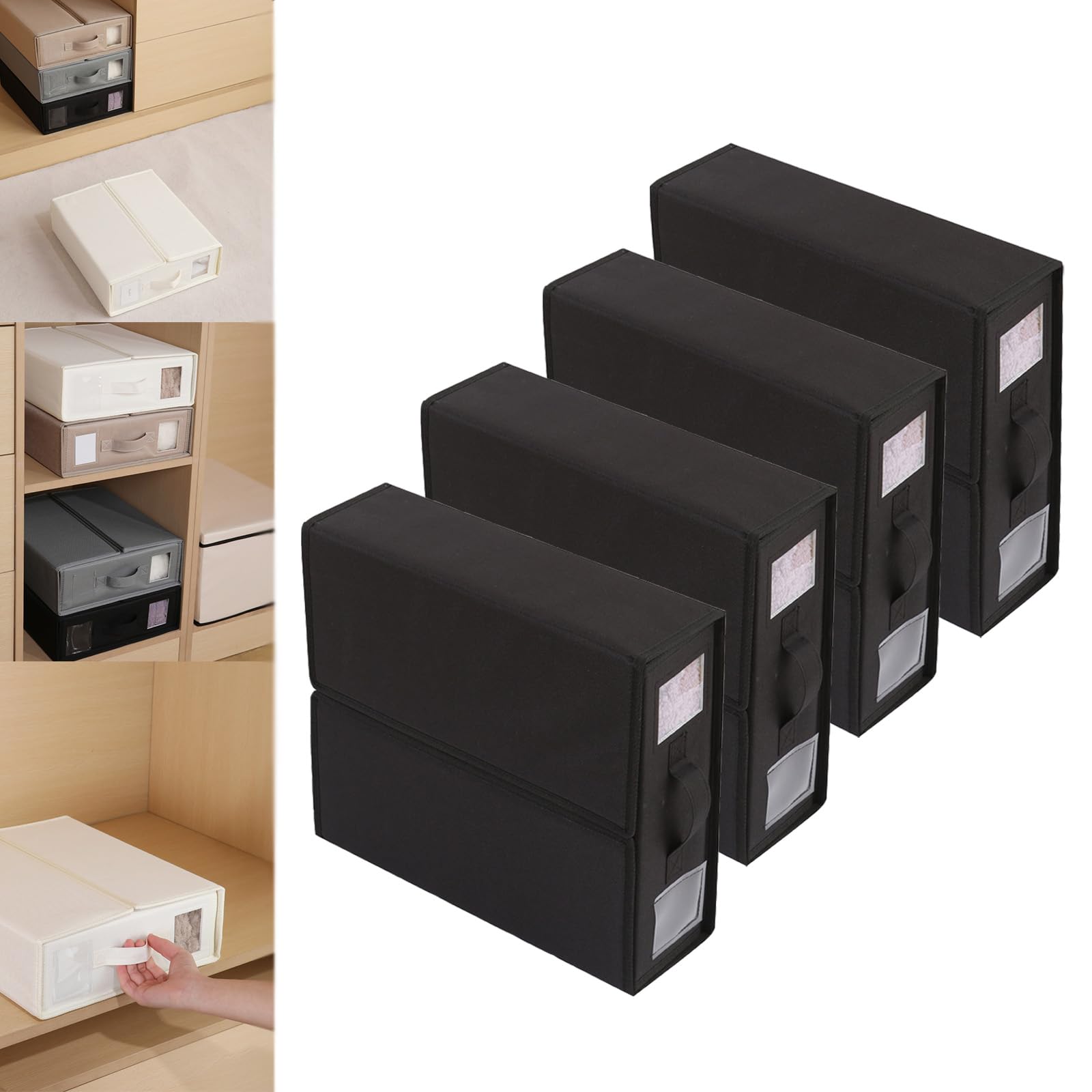 Set di lenzuola pieghevoli e portaoggetti per coperte, set copripiumino e lenzuolo (4 pezzi nero) per abbellire la biancheria con facilità