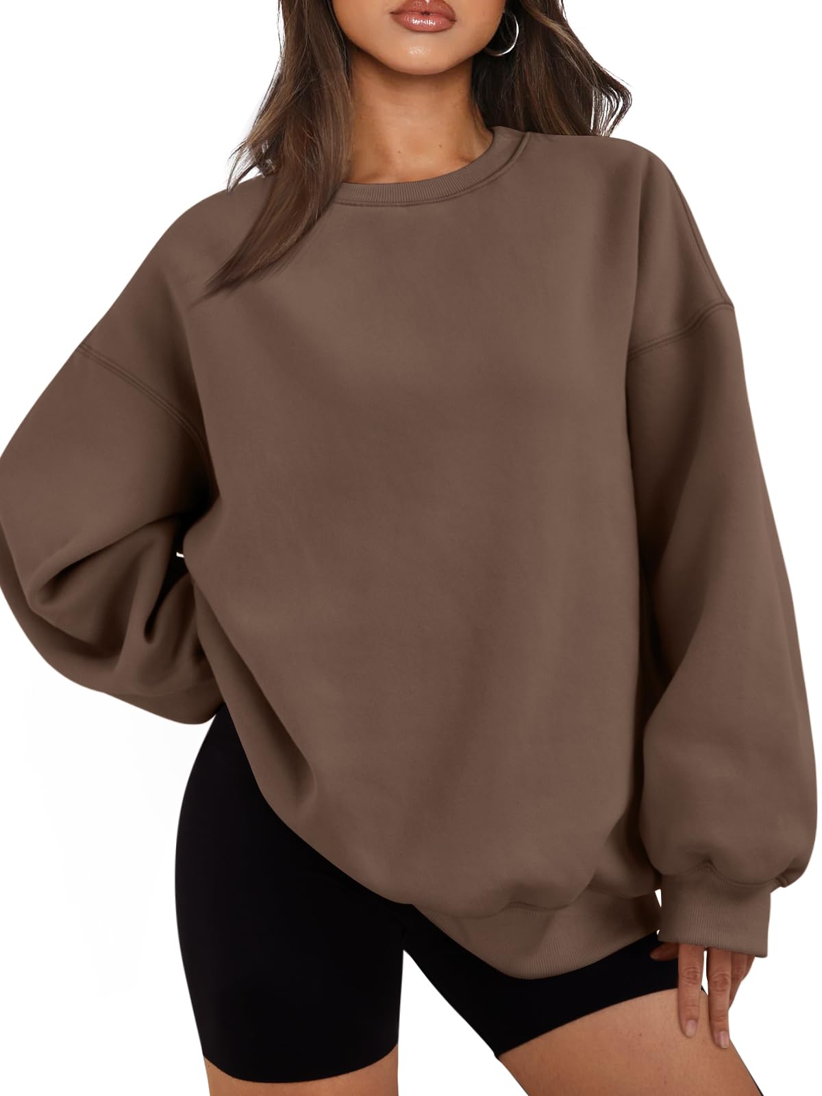 EFAN Sudadera con Capucha de Gran tamaño de Forro Polar de Manga Larga con Cuello Redondo para Mujer