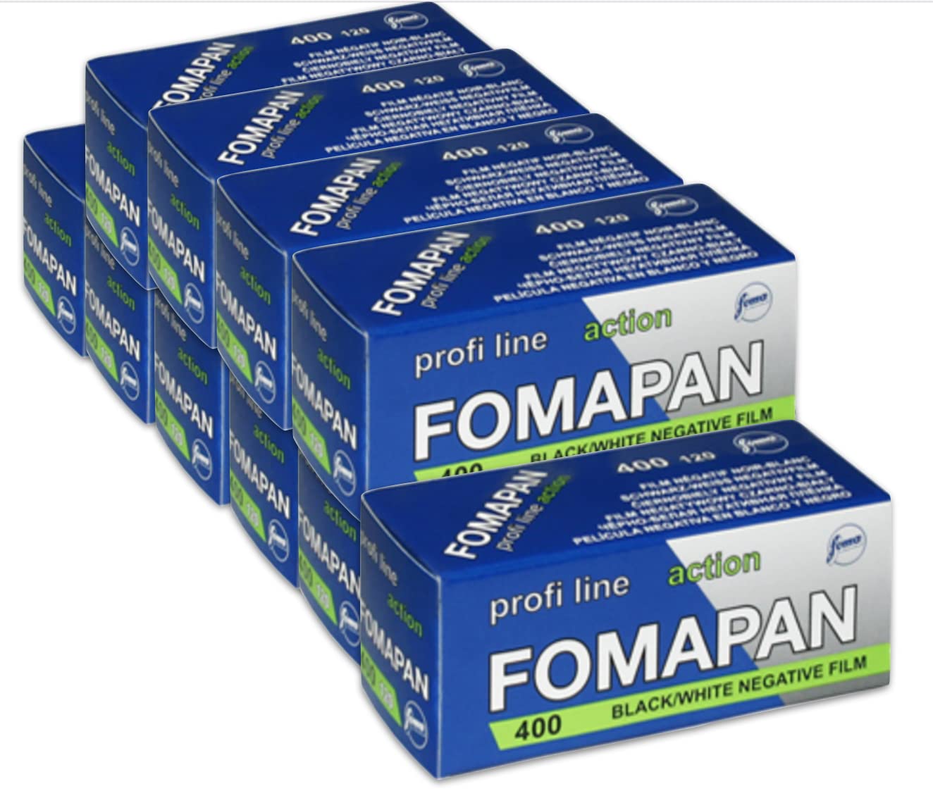 Pack de 10 Foma Fomapan Action Film Photo 400 ISO Noir - Blanc Film négatif en Rouleau/Moyen Format/Format 120