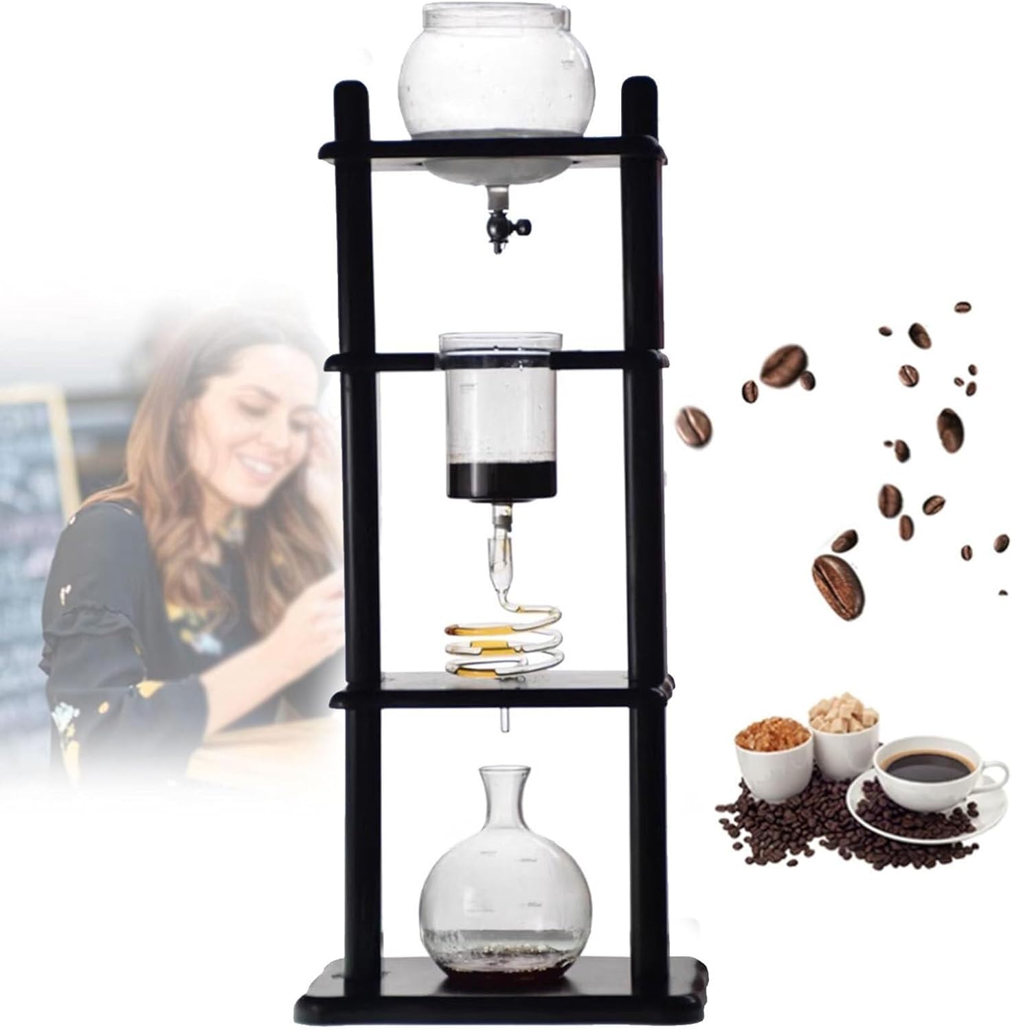 Cold Drip Coffee Maker,Cold Brew Coffee Tower, Slow Drip Japanese Cold Brew Machine for Home, Office Commercial Use
