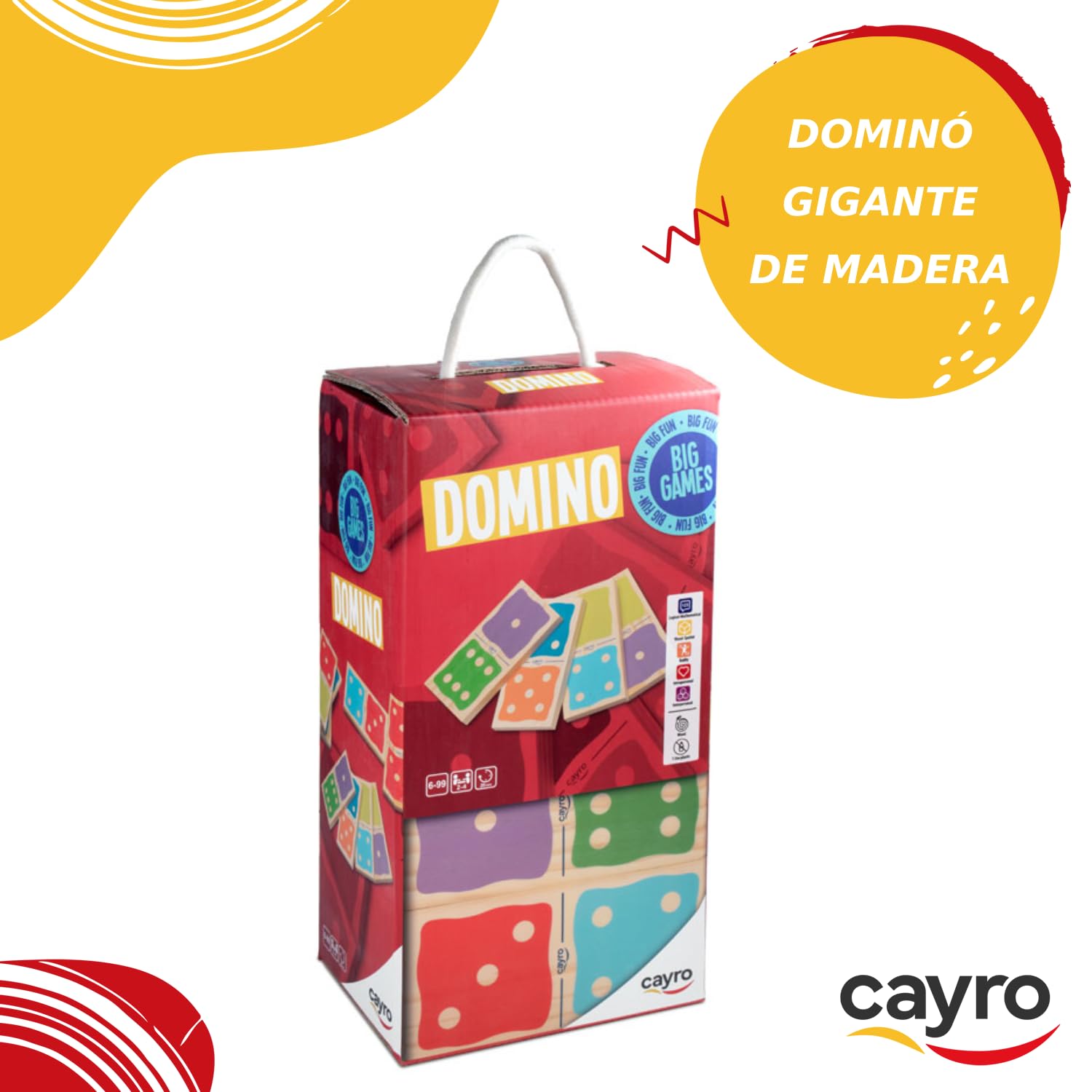 Cayro - Domino Gigante de Madera - Ideal para Familias - Piezas Grandes - Juego de Mesa Educativo - De 6-99 Años - 2-4 Jugadores
