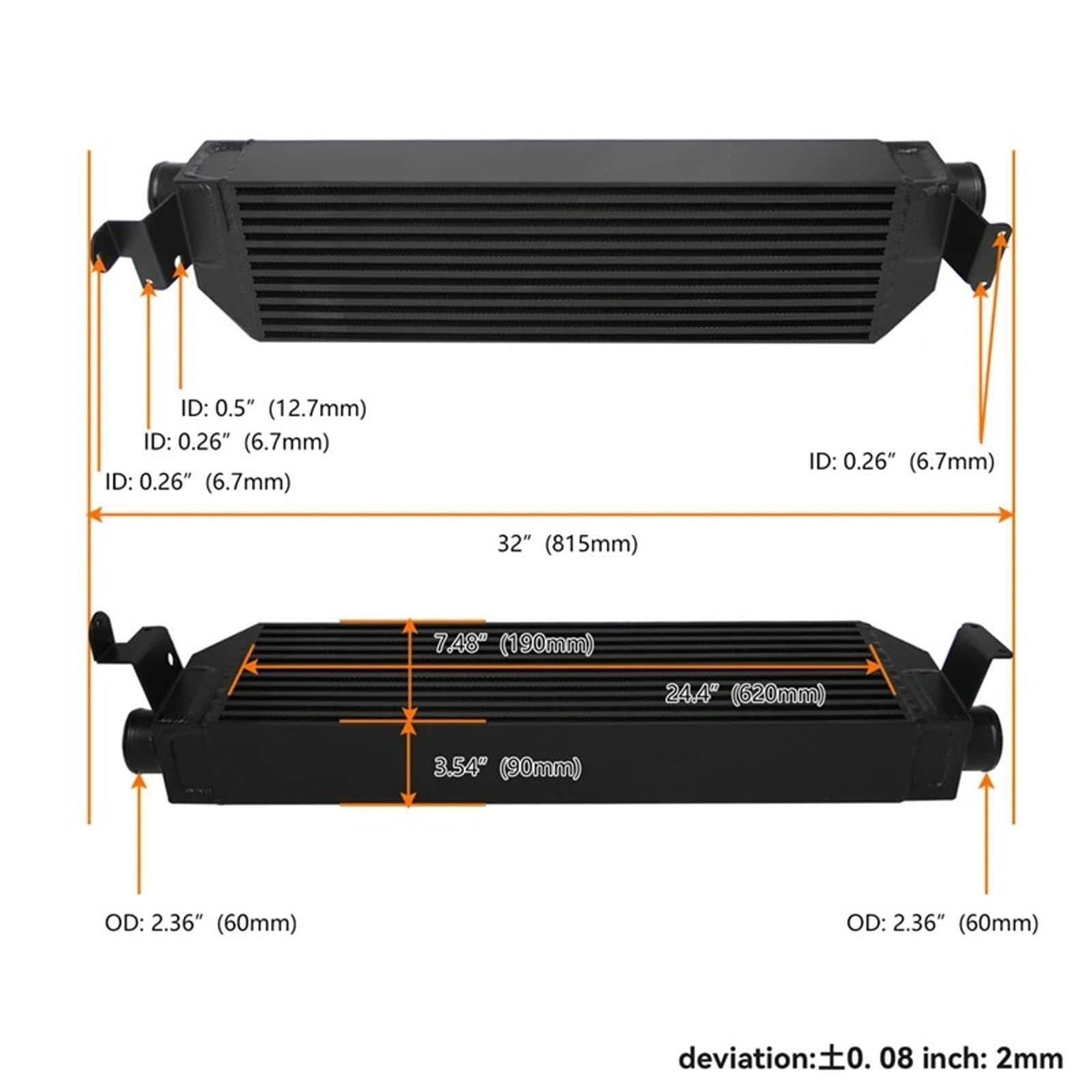 Para VW Para Golf Para GTI FWD Para Golf Para R Para 4-Motion MK7 2.0T 2015-2021 Intercooler Doble Delantero Con Kit Manguera Núcleo de intercooler para turbo