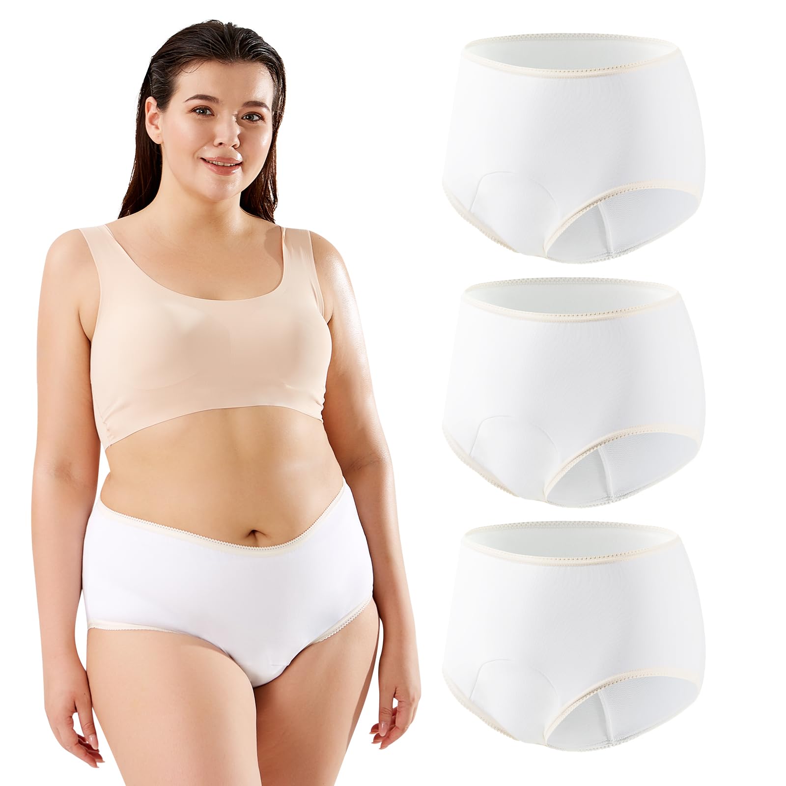 Ropa interior para incontinencia para mujer, lavable, a prueba de fugas, gran absorción, 100 ml, a prueba de fugas, ropa interior protectora para control de vejiga, talla L