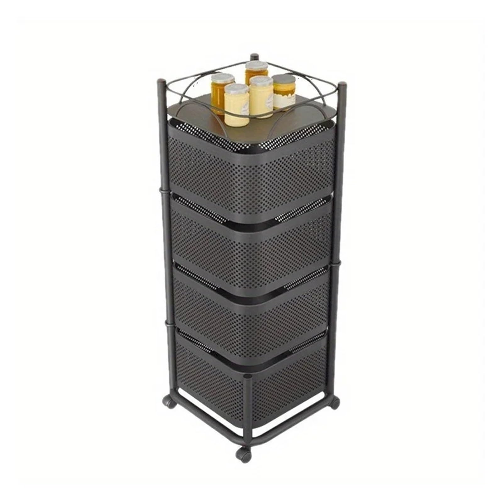 GYTTDERFL Kitchen Shelves Kitchen rotating storage rack, vegetable basket, multifunctional snack corner rack, multi-layer floor standing cart storage rack(Four layers)