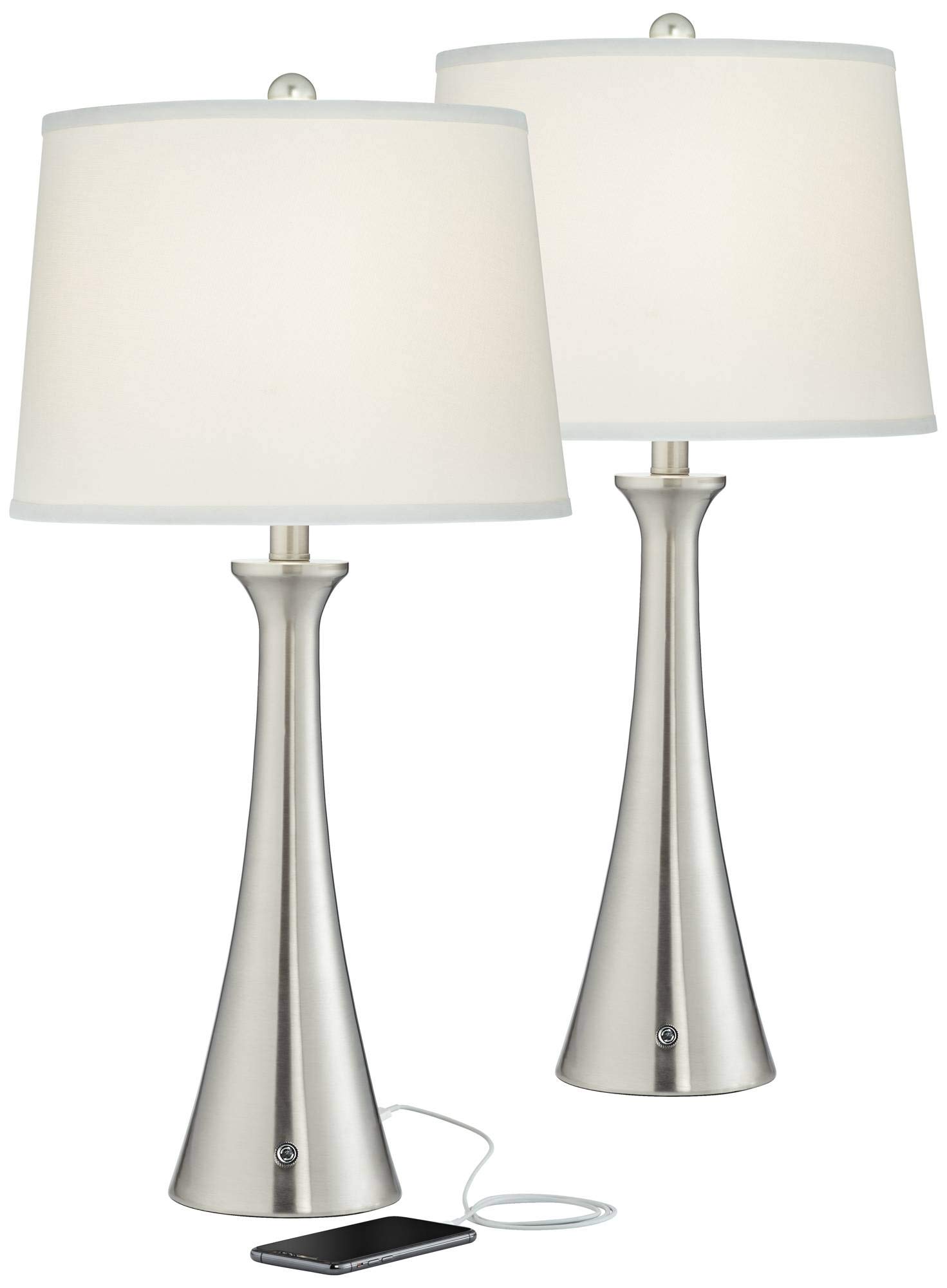 Buy Karl Modern Comtemporary Table Lamps Set of 2 with USB and AC Power Outlet in Base Full