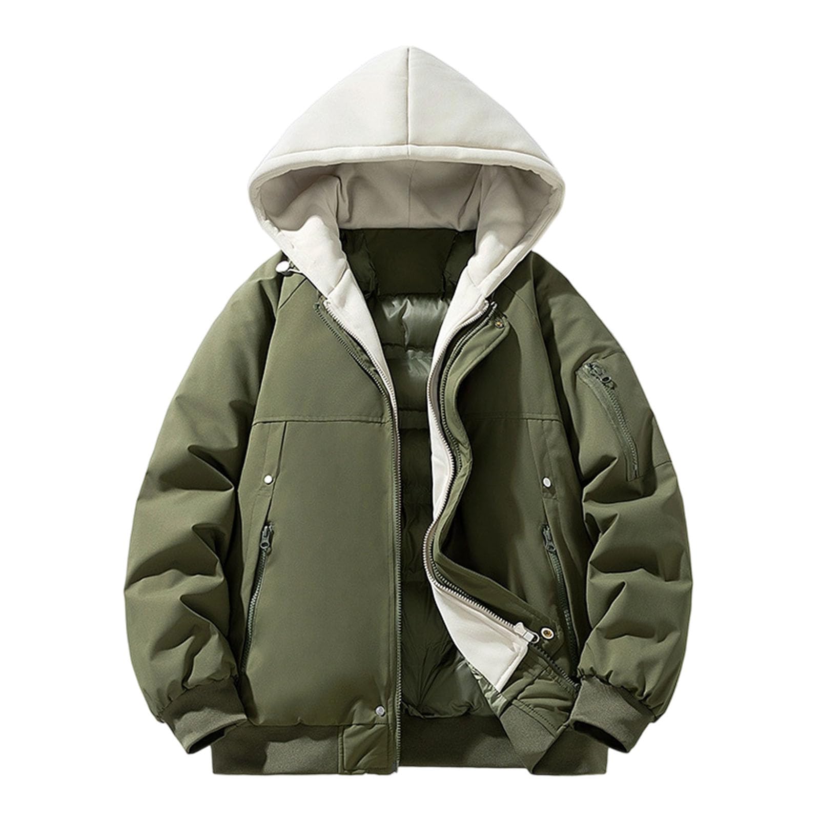 Chaqueta De Trabajo Hombre Elegante Y Elegante Chaqueta Con Capucha Para Hombre Cómodo Otoño-Invierno Oversize Para Estilo Casual Con Capucha Gruesa Y Manga Larga
