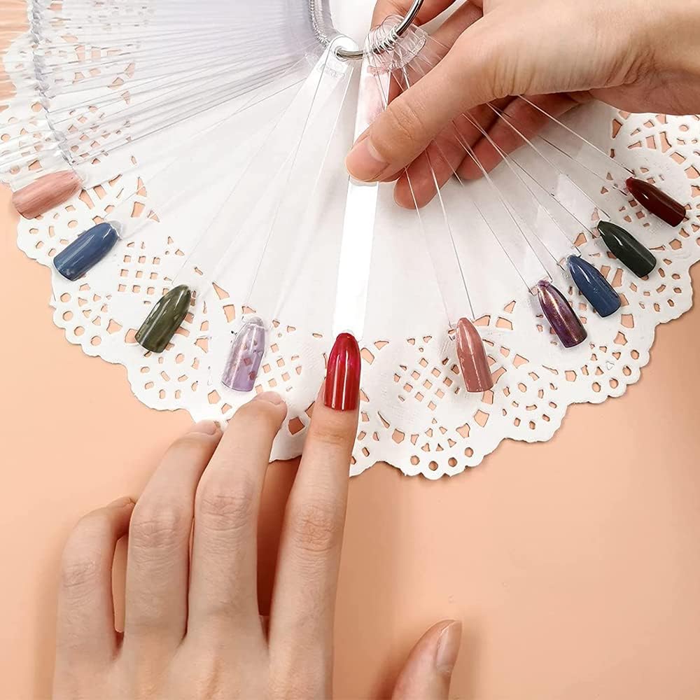 150 Pcs Nail Swatch Sticks, Fan-shaped Nail Display Sticks for nail swatches Nail Art, Gel Polish Practice, and Color Testing Perfect for Nail Technicians and DIY Enthusiasts - Image 3