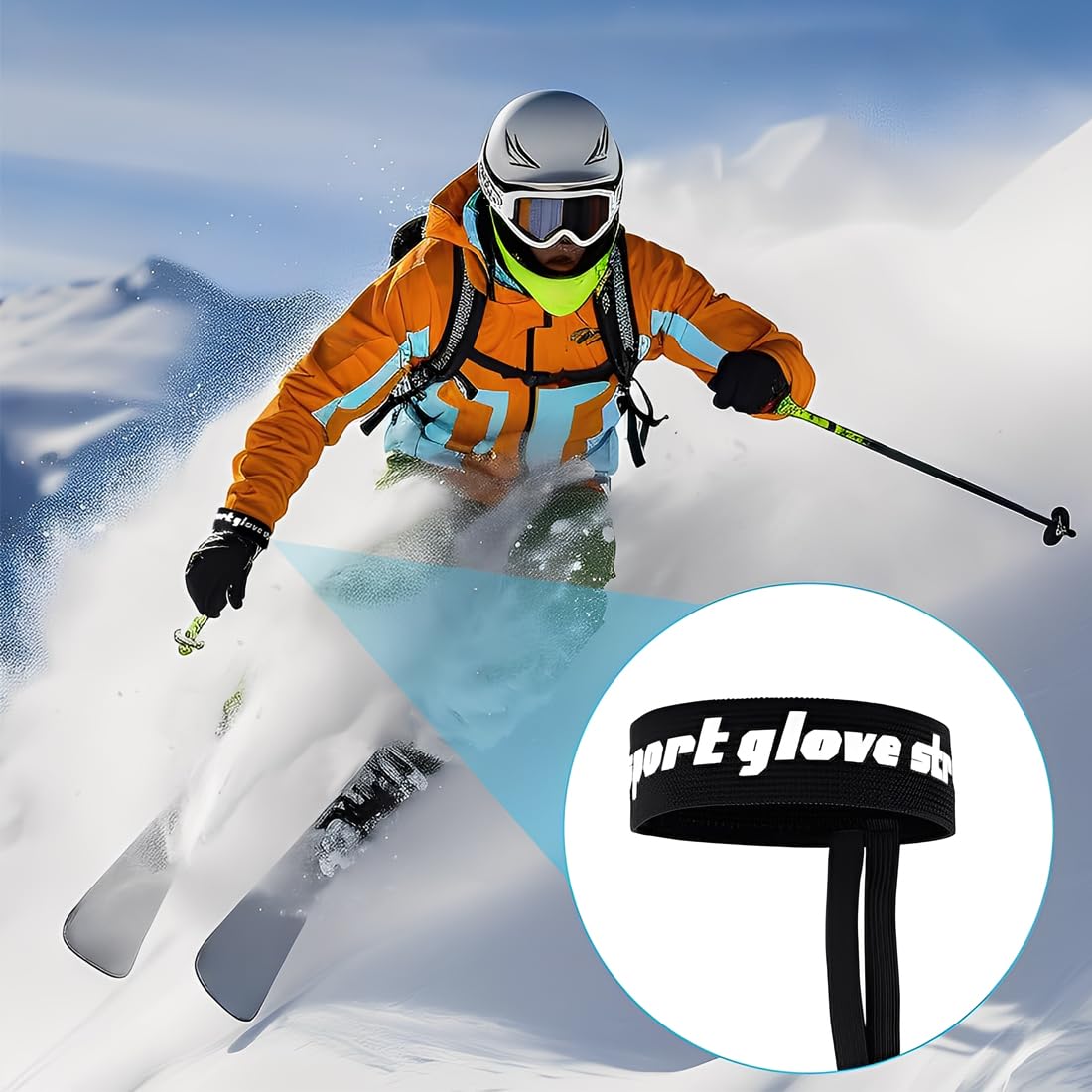 Lot de 4 sangles pour gants de ski avec sangle de sécurité en polyester, élastiques, design imprimé, accessoires de ski pour suspendre les gants