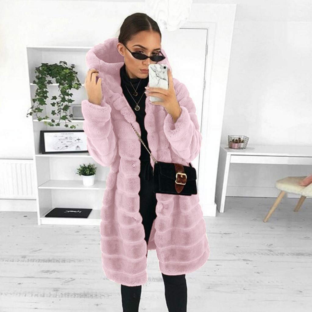 Giacca in pile da donna con cappuccio caldo – parka invernale giacca di peluche elegante Teddy giacca in pile fuzzy giacche autunno e inverno cappotto cardigan donna lungo finta pelliccia