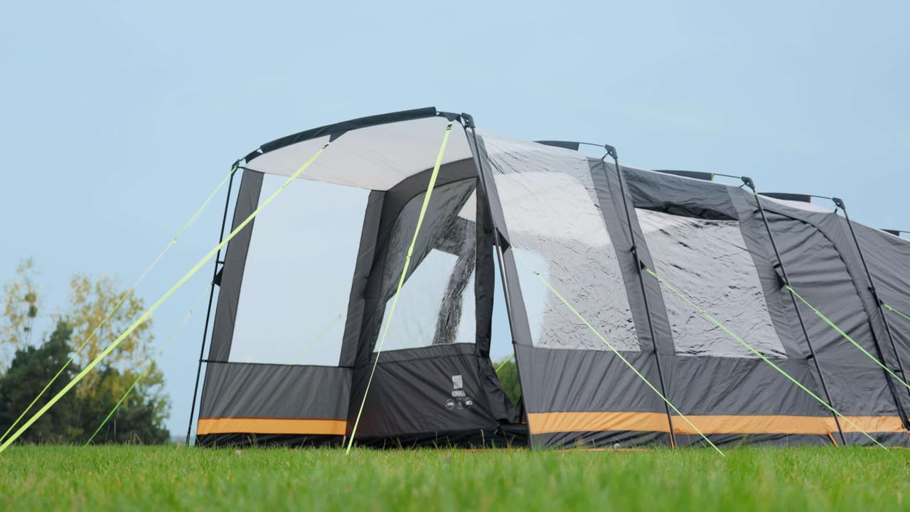 OLPRO Outdoor Leisure Products Kinver 5.0 - Tenda a tunnel con 5000 mm di altezza e protezione dai raggi UV, materiale di riproduzione, per famiglie e grandi gruppi, pali in fibra di vetro, rete