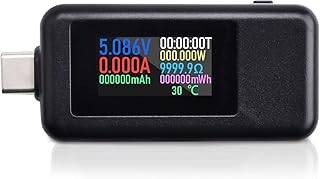 Type C USB Tester,Voktta USB C Voltage Tester Multimeter 0-5A 4-30V Current Meter Tester, USB-C Charger Tester, Color Display Type-C Voltmeter Ammeter