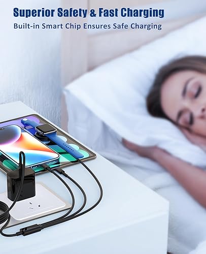 Miniatura 7 de Cargador para Apple Watch de carga rápida, cable de carga múltiple 3 en 1 con cargador USB C de 20 W, cable de carga iWatch de 6 pies para iWatch