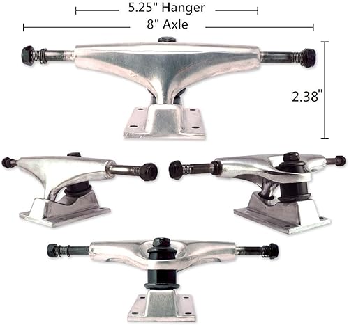 Miniatura 2 de VJ Camión de monopatín 5.25 (5.472 in), ruedas de patineta, rodamientos de monopatín, almohadillas elevadoras de monopatín, tornillos para monopatín