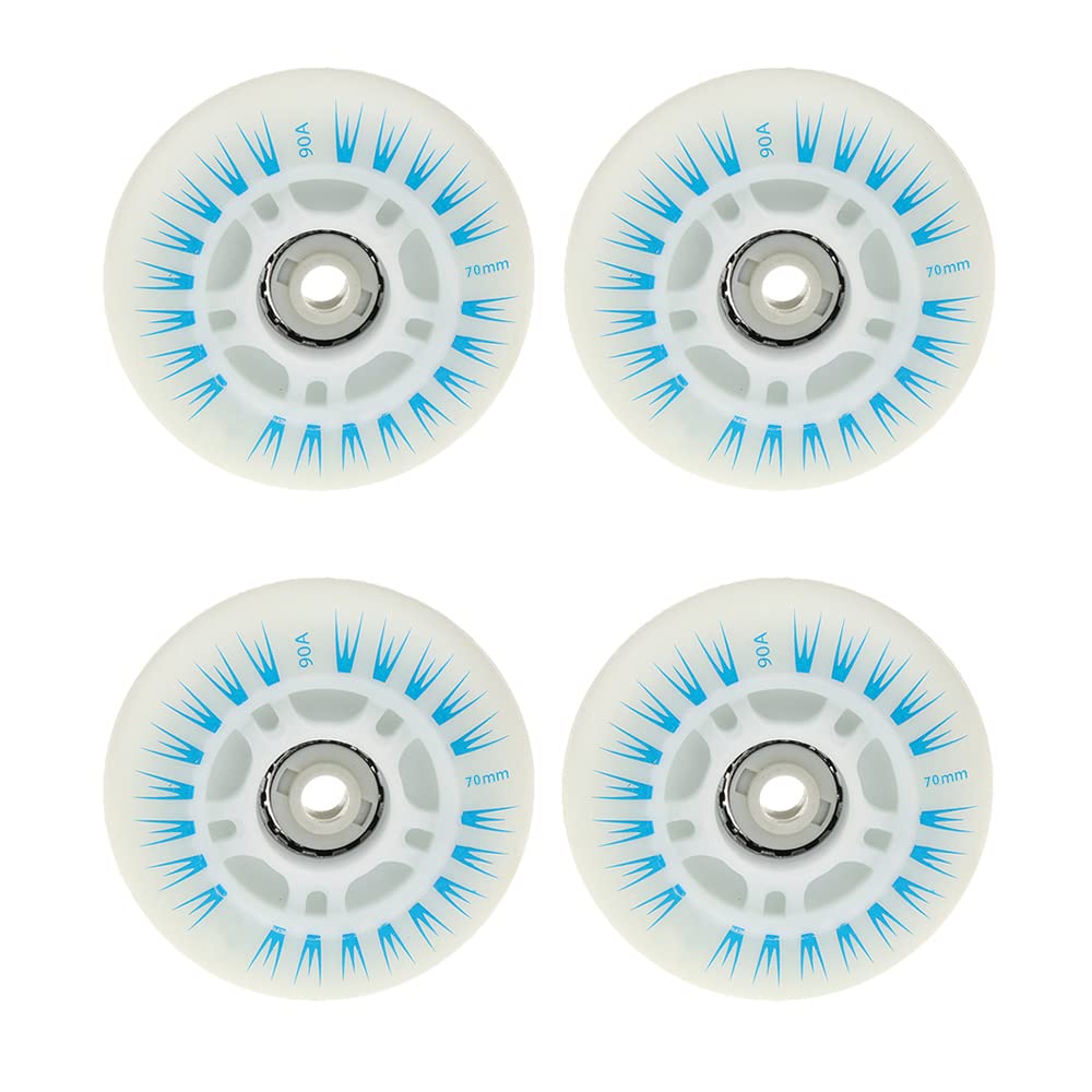 Lot de 4 roues de patins à roulettes en ligne avec DEL, roues lumineuses durables et lumineuses pour glissement, 70 mm, bleu