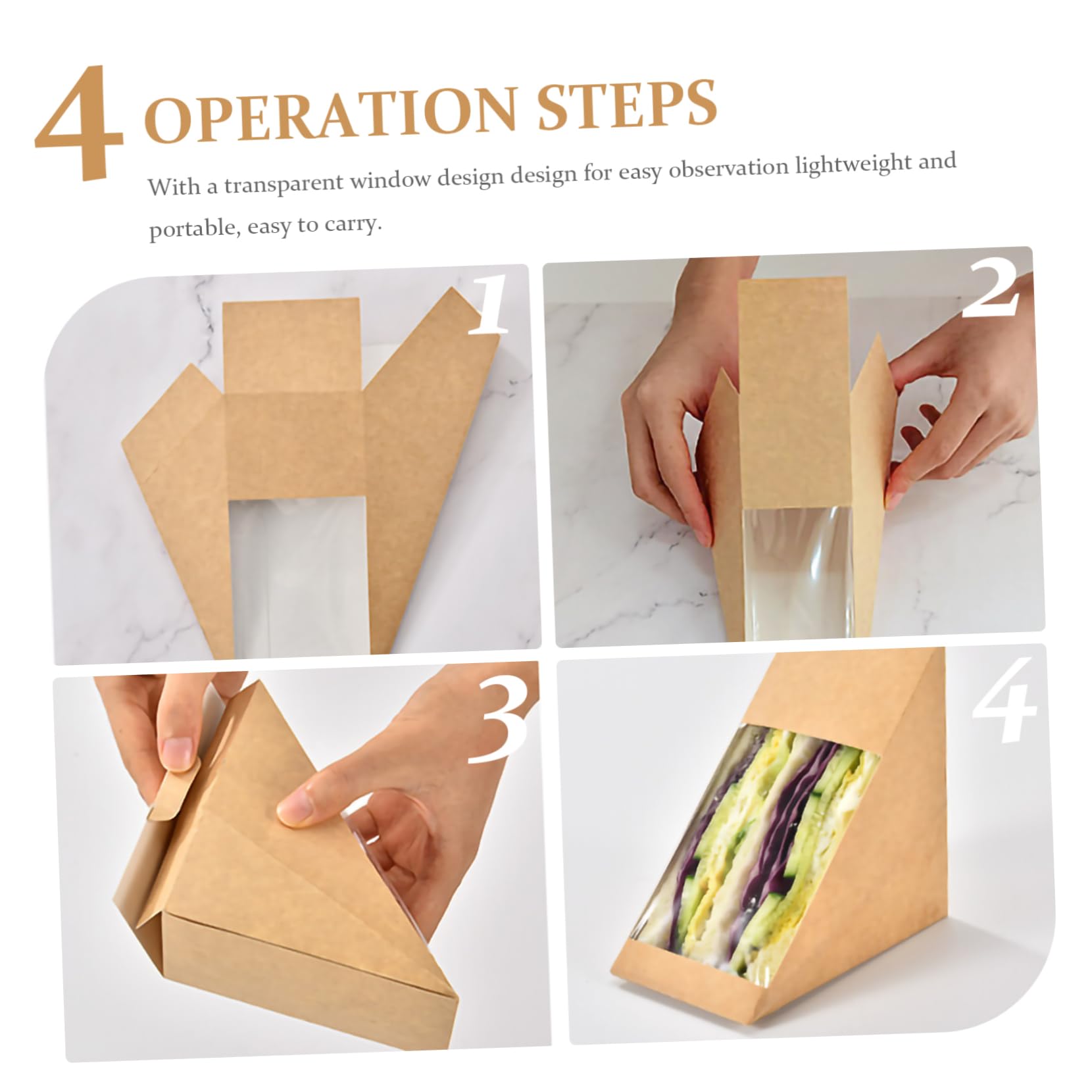 Gatuida 100piezas Caja De Sándwich De Papél Kraft Para Envasar Repostería Caja Para Comida Para Llevar Para Hornear Pasteles