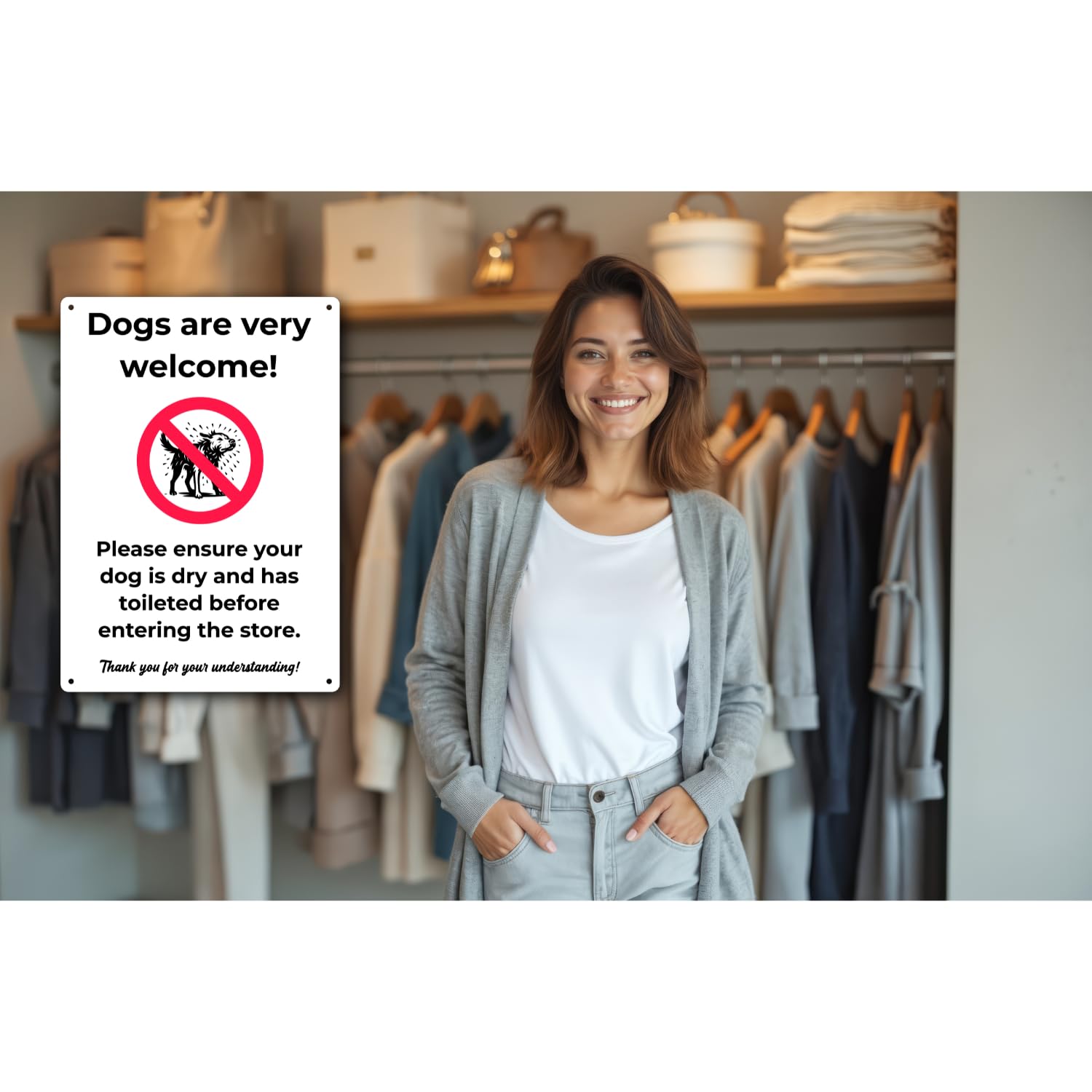 Dogs Are Very Welcome Sign, “Please Ensure Your Dog Is Dry & Has Toileted”, A4 (210×297 mm), 3 mm Aluminium Composite - Image 4