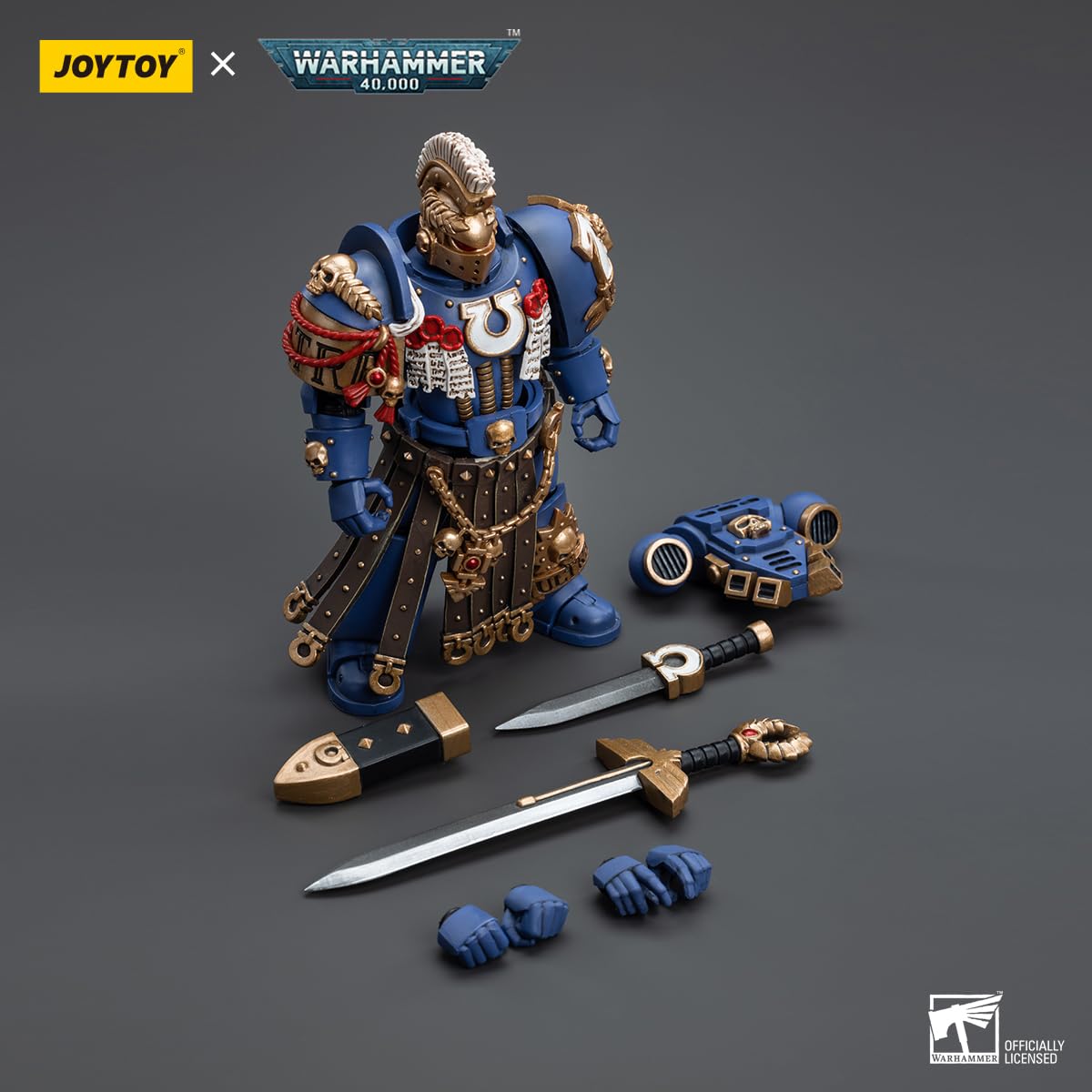 JOYTOY Figurka akcji 1/18 Warhammer 40,000, Ultramarines Honour Guard Chapter Champion, model postaci z ruchomymi przegubami, 15 lat i więcej