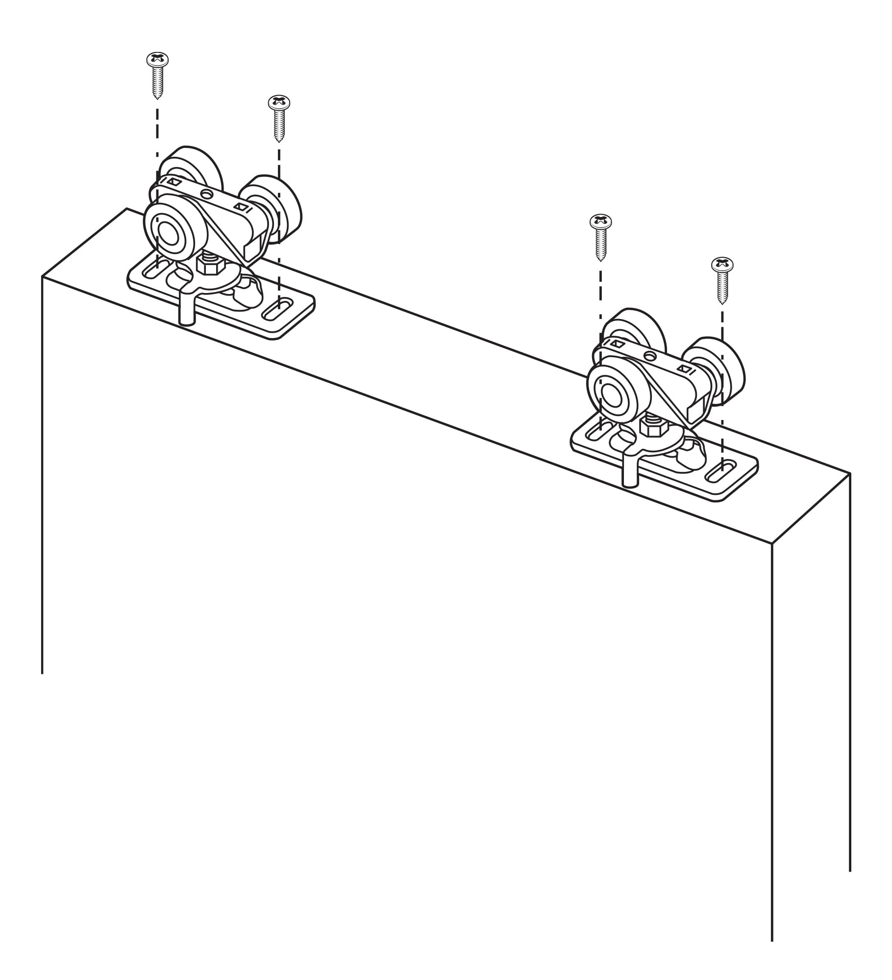 Prime-Line N 6847 Pocket Door Roller Assembly, 3/4 In., Flat, Plastic Wheels on Steel Bracket (2 Pack)