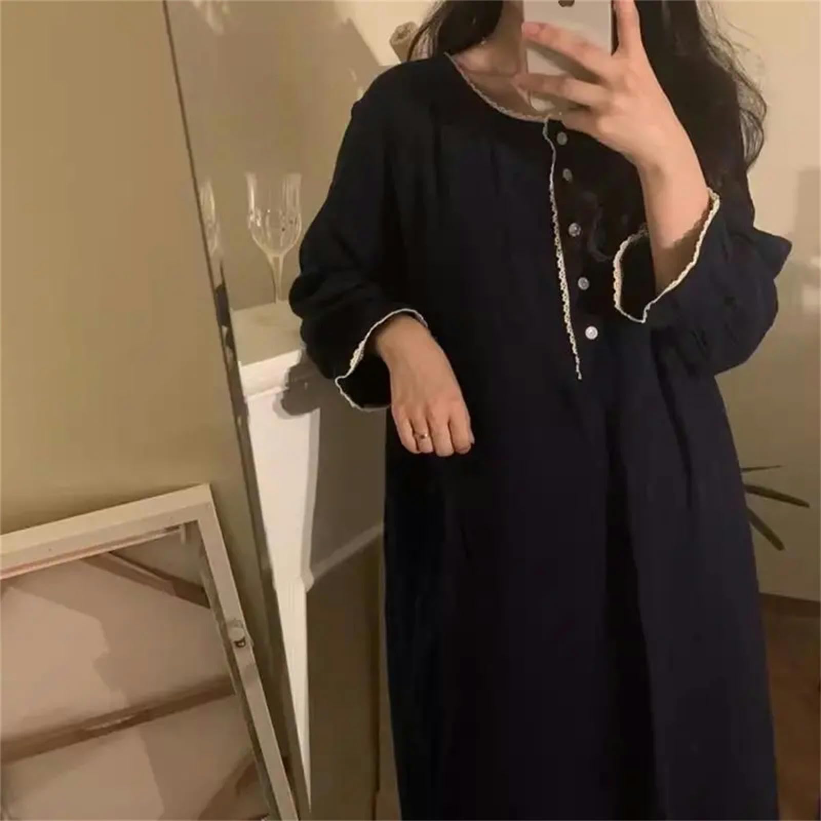 Camicia da Notte Donna Pizzo Notturna Notturna Abbottoneria Abbiglia