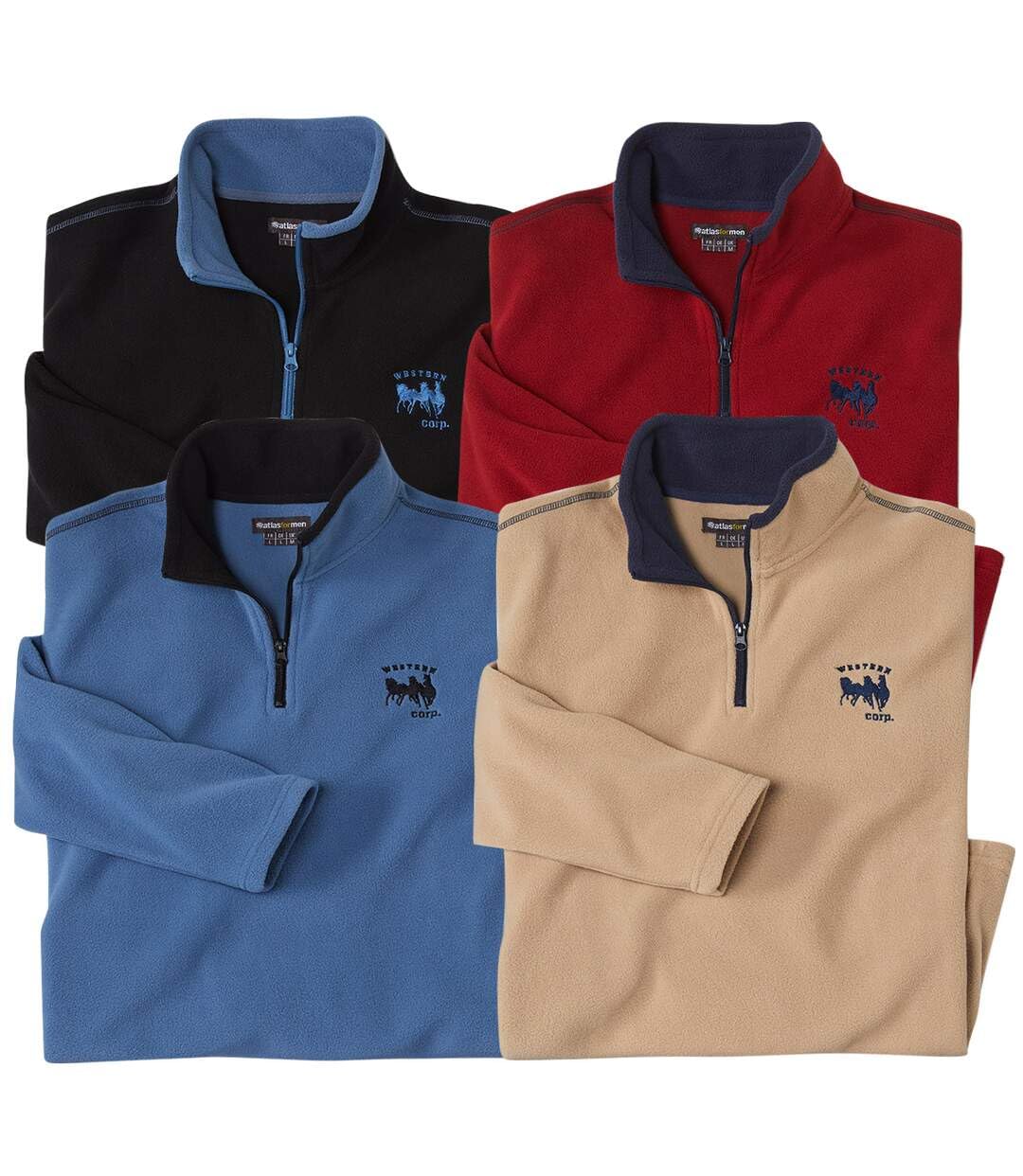 ATLAS FOR MEN - Set di 4 Maglioni in Pile da Uomo - Ultra Leggero e Caldo - Maglione a Collo Alto con Zip - Ideale per l'inverno/Viaggio - Maglioni in Pile da Uomo - Disponibile in Taglie Grandi