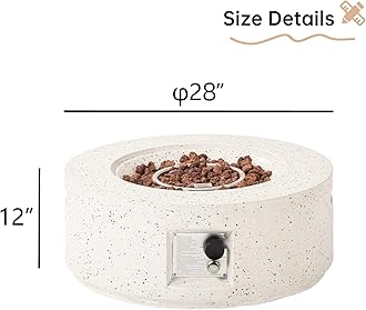 40,000 BTU 28-inch Round Concrete Fire Table