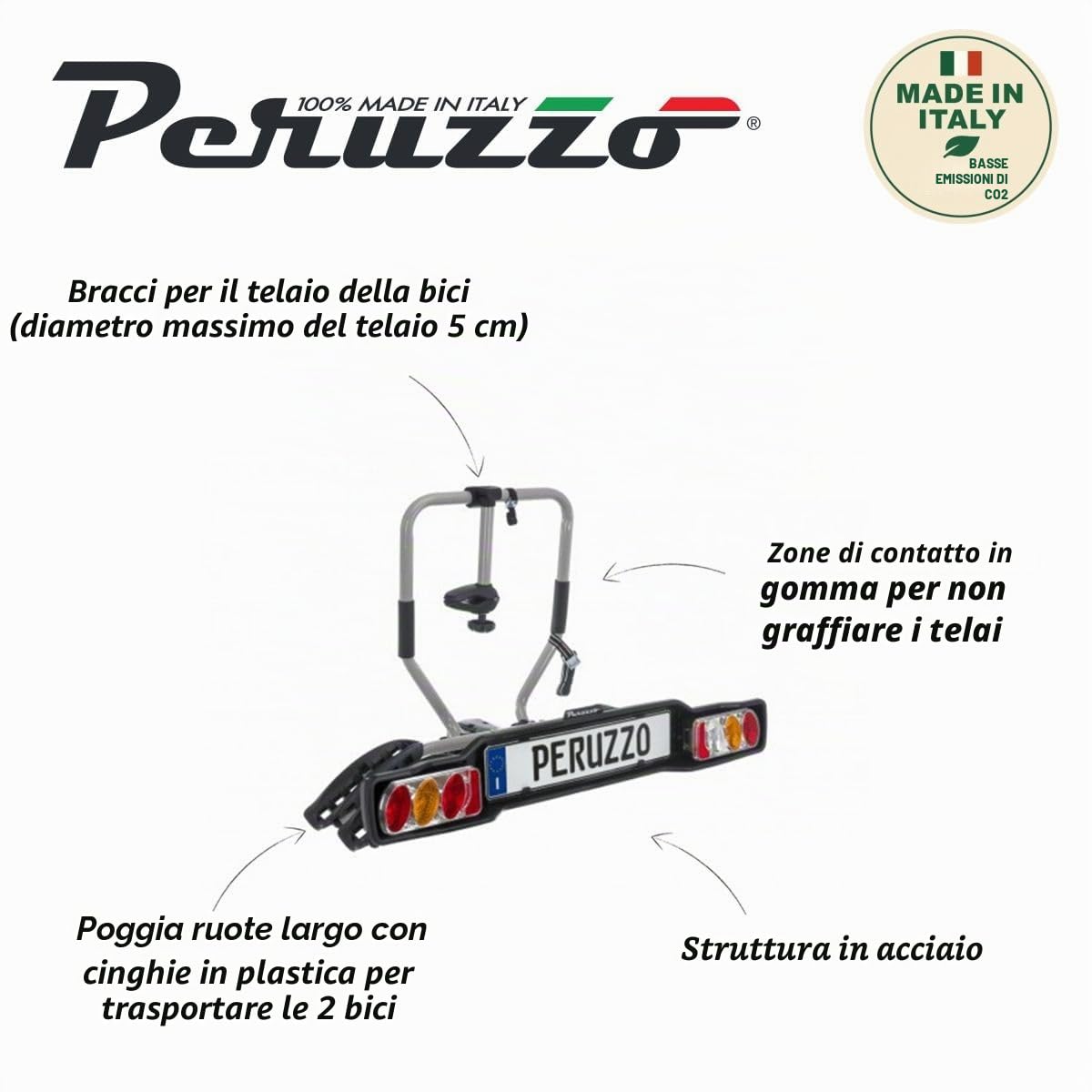 Peruzzo - Siena Fisso, Portabici gancio traino per il trasporto di 2 biciclette