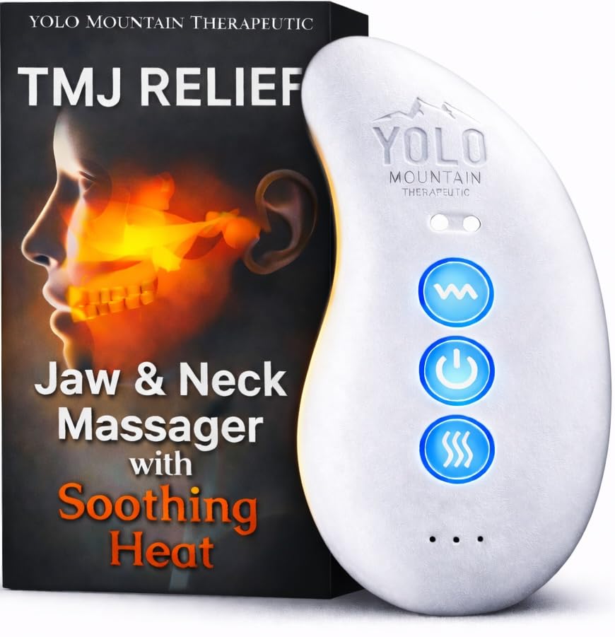 Yolo Mountain Therapeutic Premium TMJ Relief Massager Heated Jaw Neck Massager w 10 Precision Vibration Modes Waterproof Electric