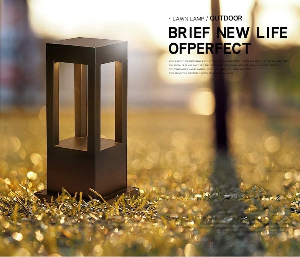 Moderne zylindrische Laterne Schwarz Druckguss Aluminium Scheinwerfer Rostschutz Fackel Lichter Rasen Zaun Gartendekoration Außenmast Säule Laterne Licht Blick auf p