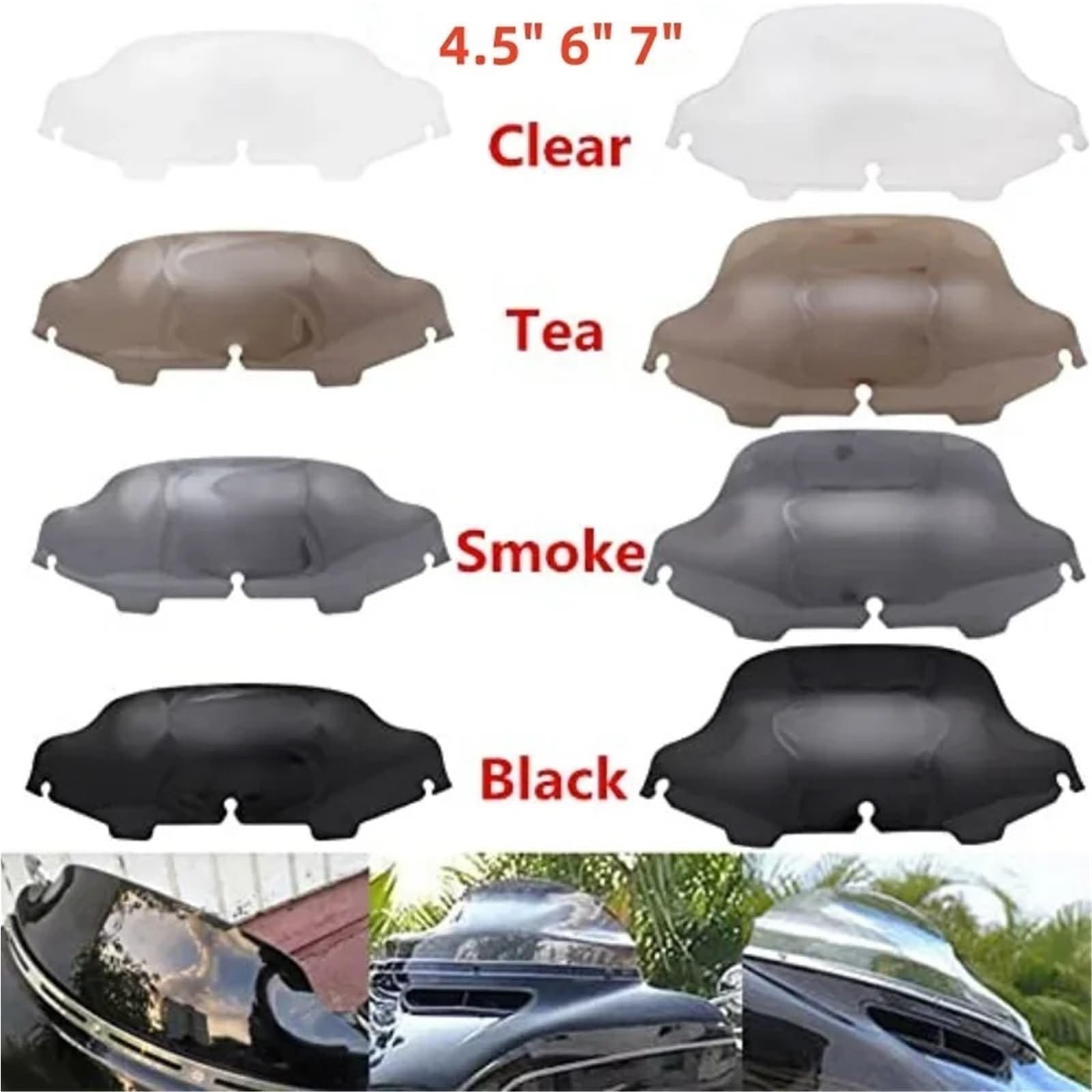Deflektor motocykla Osłona szyby przedniej 4,5'' 6'' 7'' pasująca do Harley Electra Street Glide Touring Ultra Limited 1996-2011 2012 2013 spojler przedłużający szyba przednia(Clear 7inch)