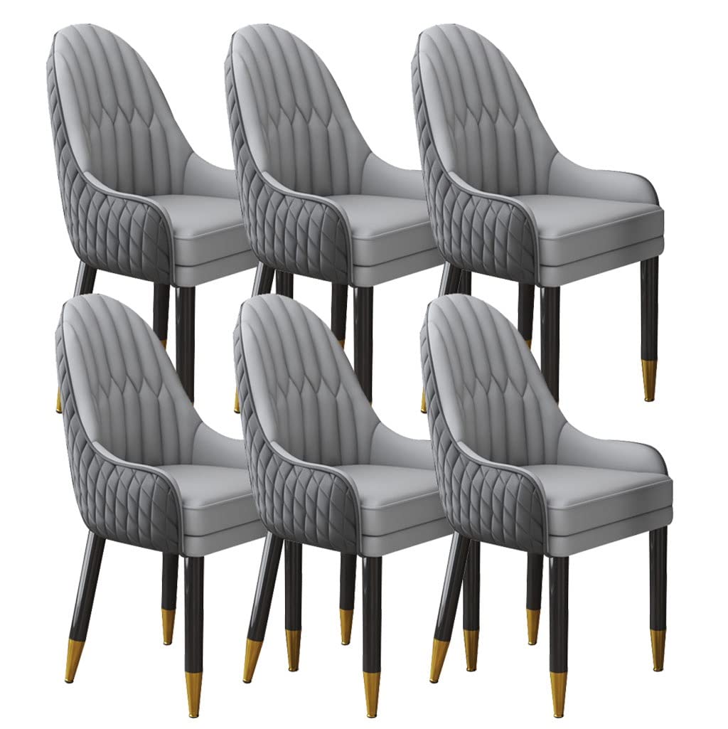 Zestaw 6 krzeseł kuchennych do jadalni, skóra z mikrofibry, nogi z litego drewna, uniwersalne do salonu, balkonu, sypialni, nowoczesny cementowy, szary i jasnoszary design