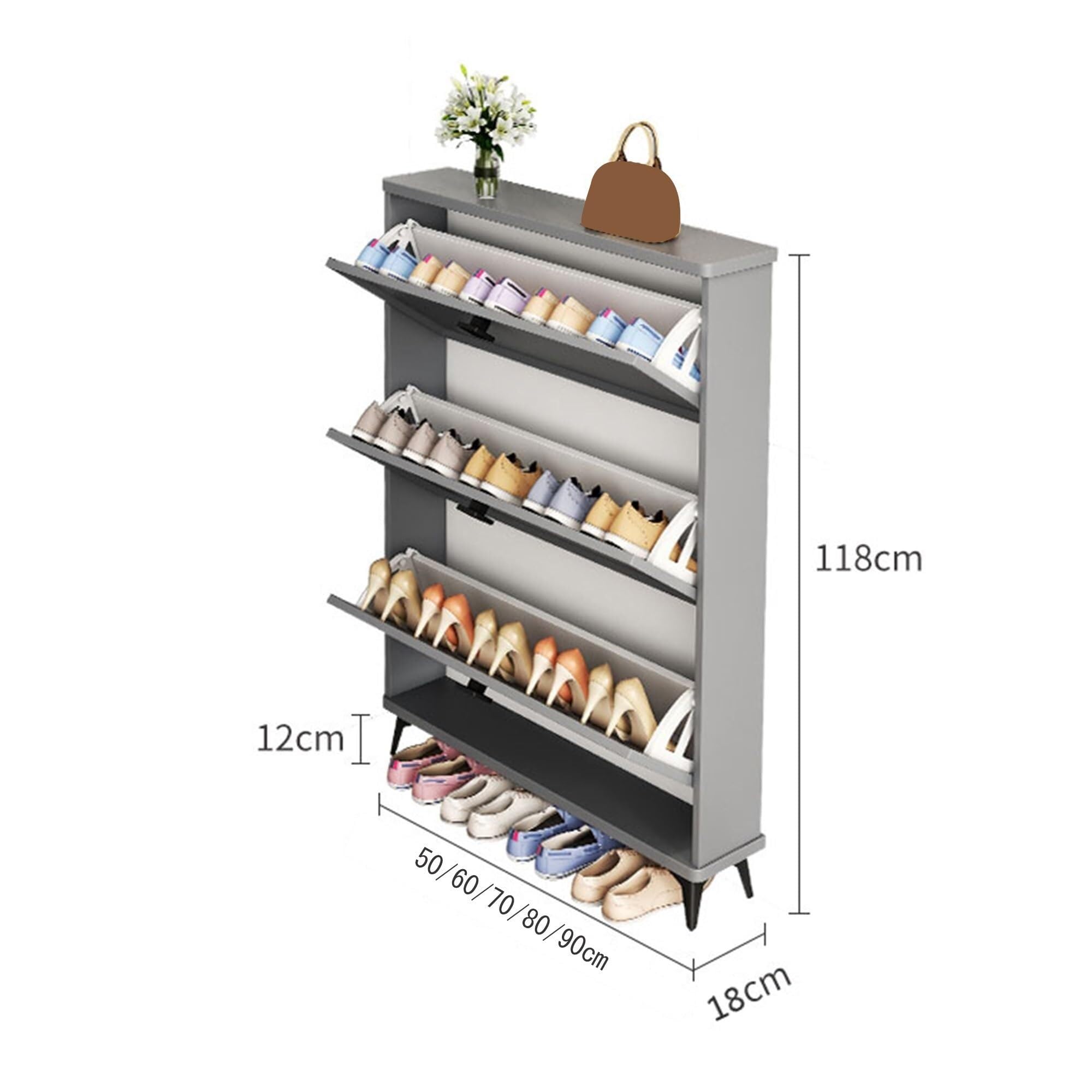 Calzascarpe sottile verde per ingresso salvaspazio Sto Solut con 3 Ders pieghevoli per scarpe stivali e accessori – ideale per piccoli