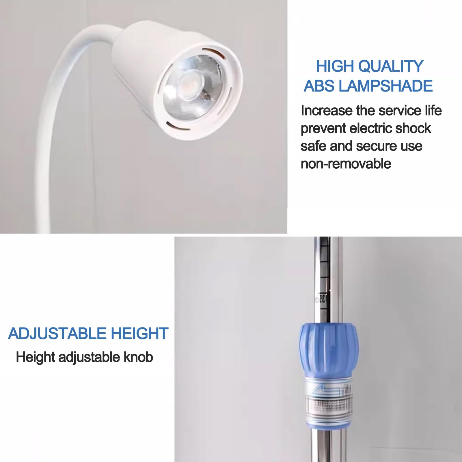 Luce for Esame Medico Dentale A Led, Luce Chirurgica Rimovibile A Pavimento, Luce for Esame Medico Regolabile In Altezza Con Base In Acciaio Inox A Rulli for Ambulatorio, Salone Di Bellezza