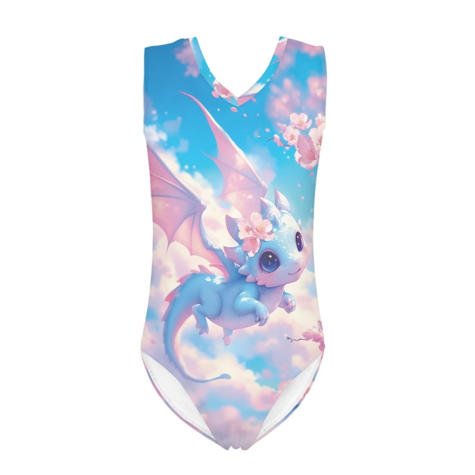 Cartoon Pattern Kids Girls Bathing Suits One Piece Swimsuit Soft &amp; Quick Dry, 5-14Years