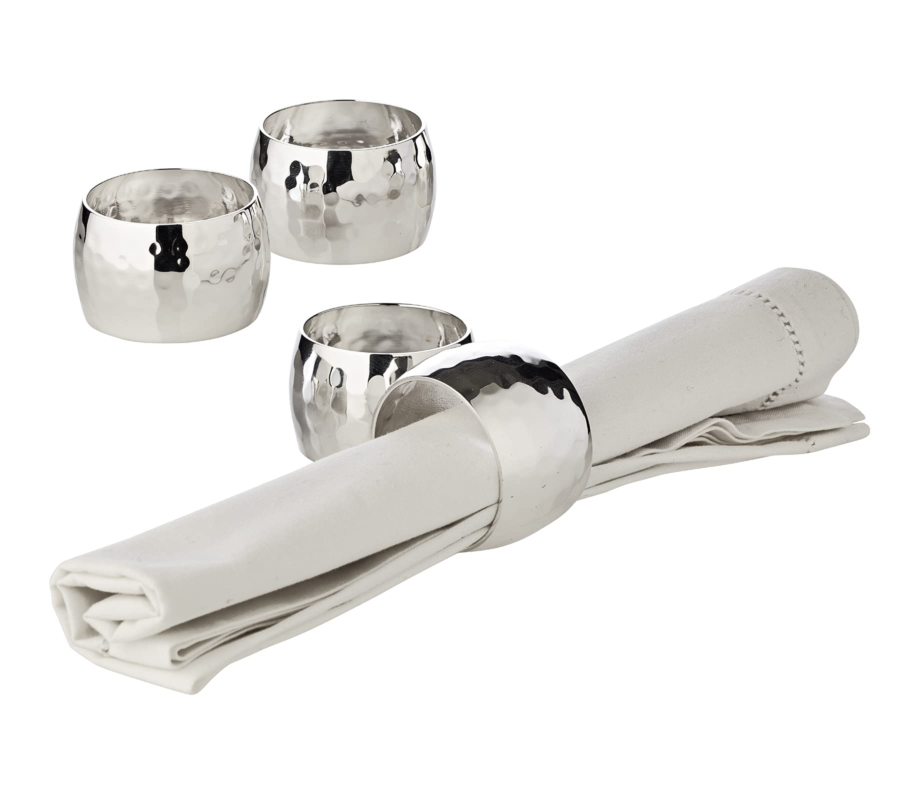 Servilleteros De Plata EDZARD - Juego De 4, Diseño Abeto, Protegidos Contra El Deslustre, Para Mesa Elegante