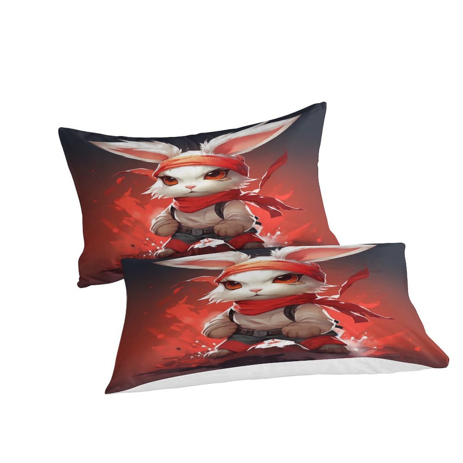 BUKISA Kids and Adults Red Background Duvet Cover 3D Printed Pattern Soft Microfiber Rabbit Bedding Set Soft Hypoallergenic Twin?173x218cm? Quilt Cover with Hidden Zipper, Breathable 3 Pcs