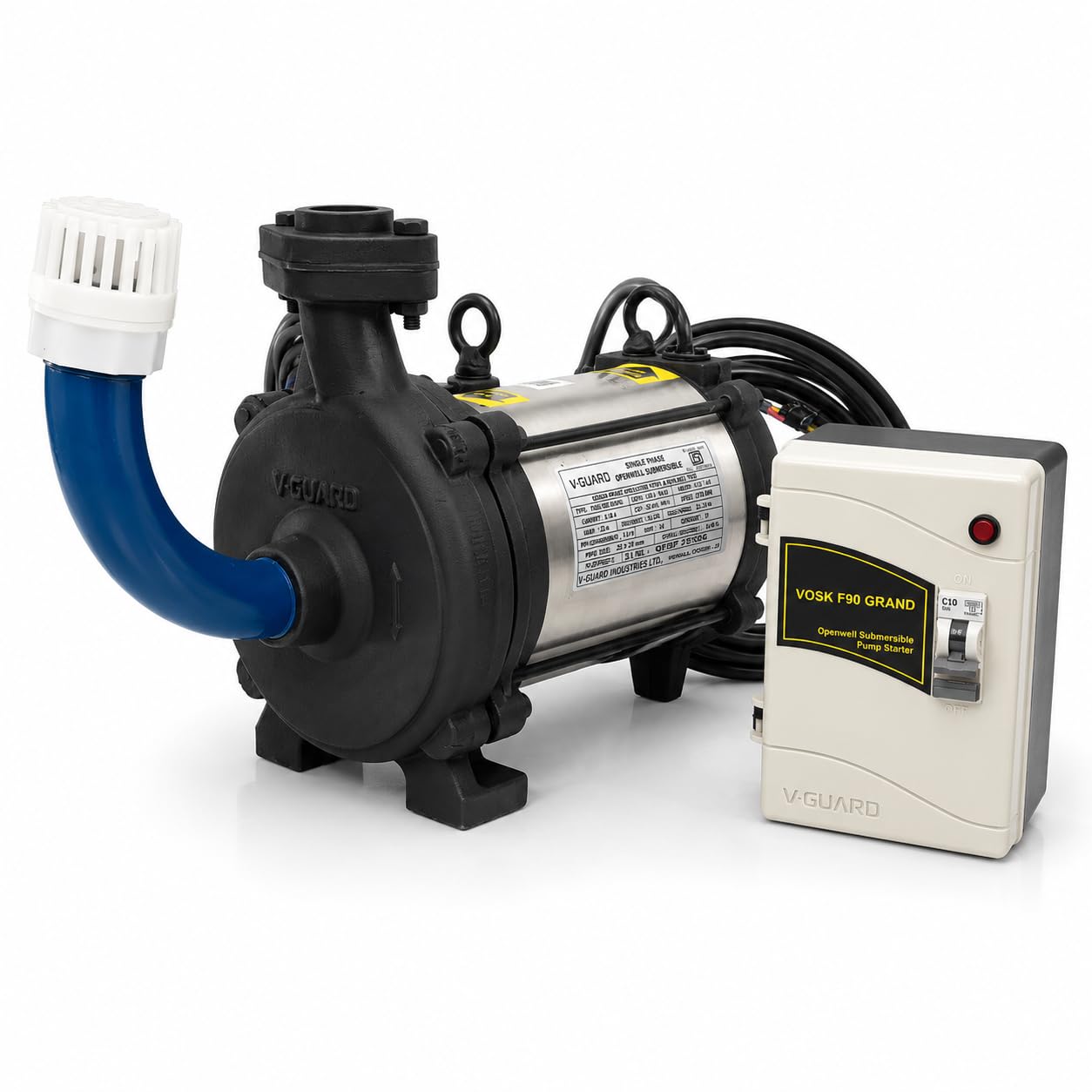 V-Guard 1 HP 220v Openwell Submersible VOSK F90 with Cable and Starter