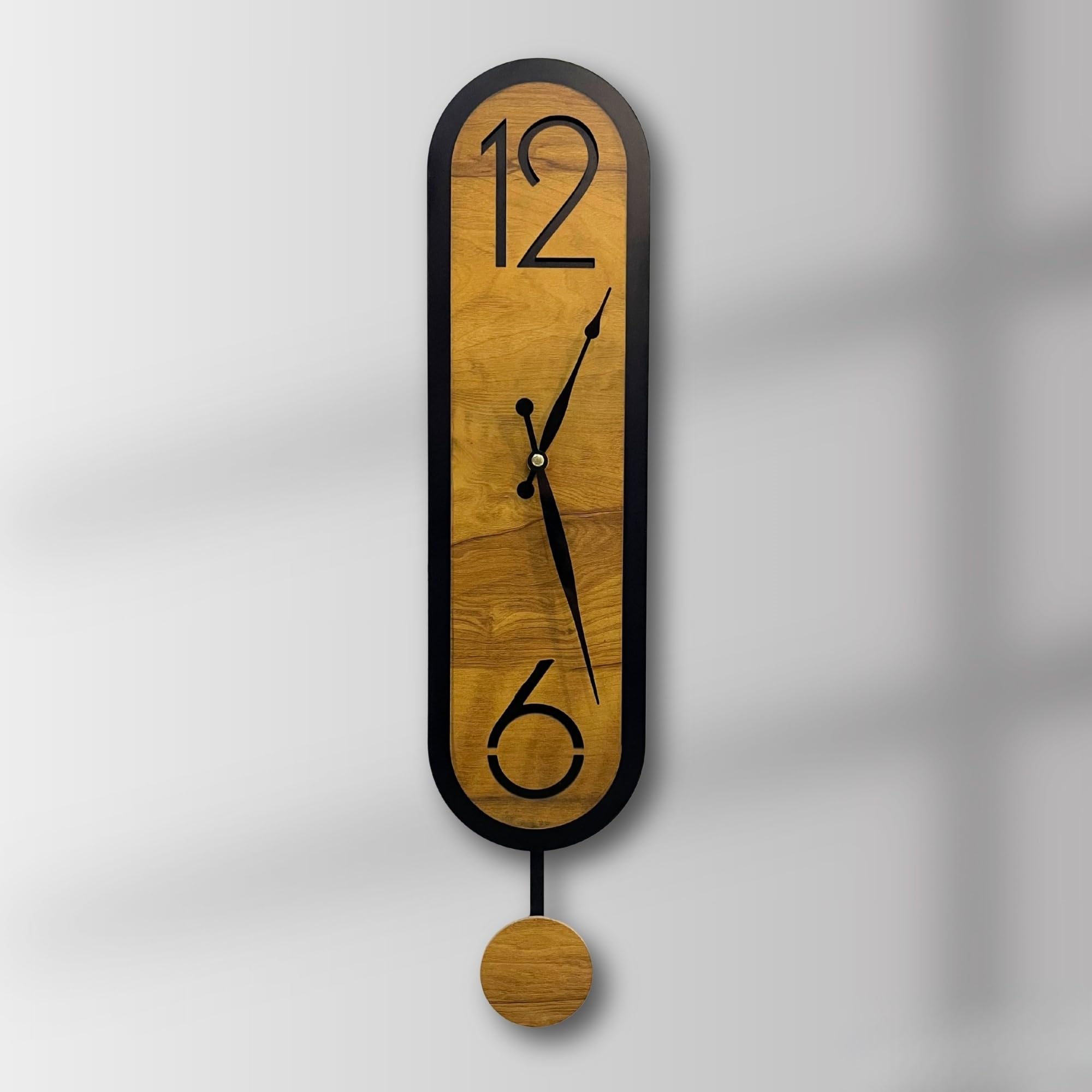 OQTAGON Wooden Slim Pendulum Wall Clock for Living Room – Modern Vertical Designer Clock | Minimalist Decorative Wall Decor for Home, Office & Bedroom-image-11