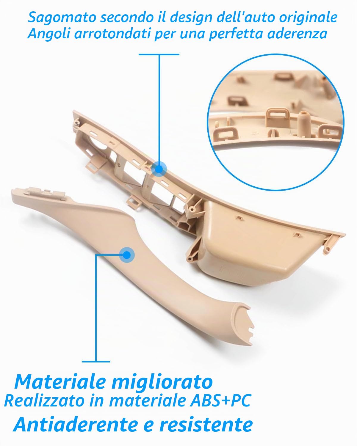 Kit maniglia porta 7PCS per BMW Serie 5 F10 F11 520 530, bracciolo interruttore finestra lato guida + maniglia passeggero + coperture interruttore finestra per 523 525 528 535 (2010-2016) - Beige