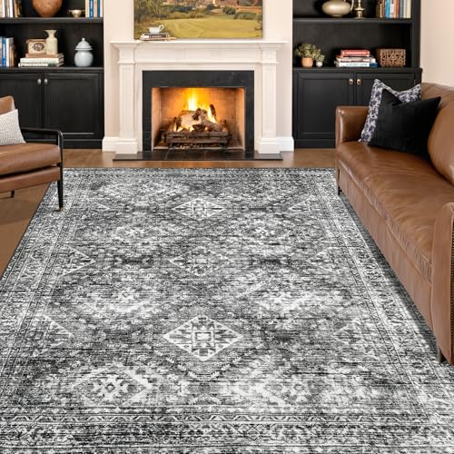 MIULEE 6x9 Vintage Living Room Rug Washable Area Rugs Low