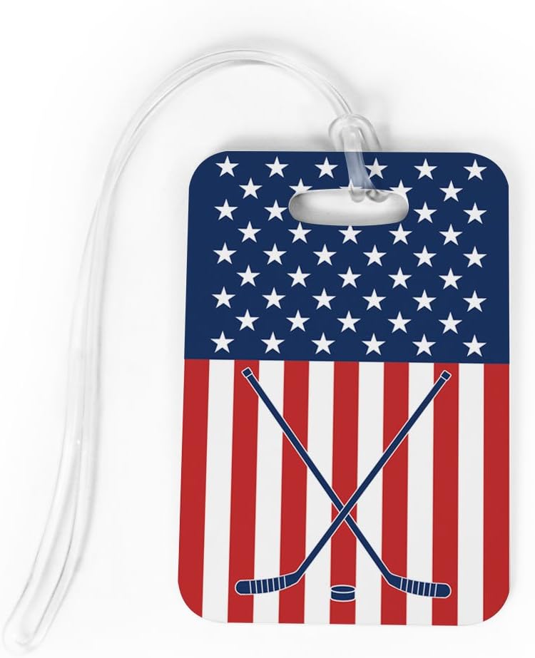 ChalkTalkSPORTS Hockey Luggage & Bag Tag | USA Hockey | Custom Info on Back | Large