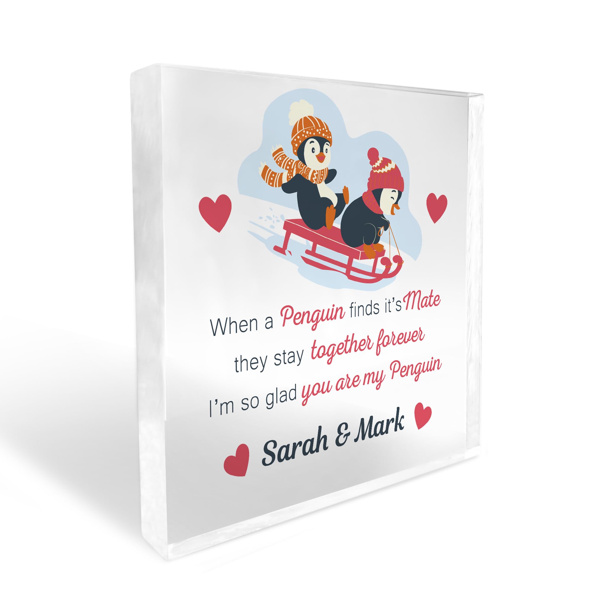 Red Ocean PERSONALISED Couple Gifts for Her Him Girlfriend Boyfriend Wife Husband Gift Penguin Gift Birthday Christmas Anniversary Keepsake